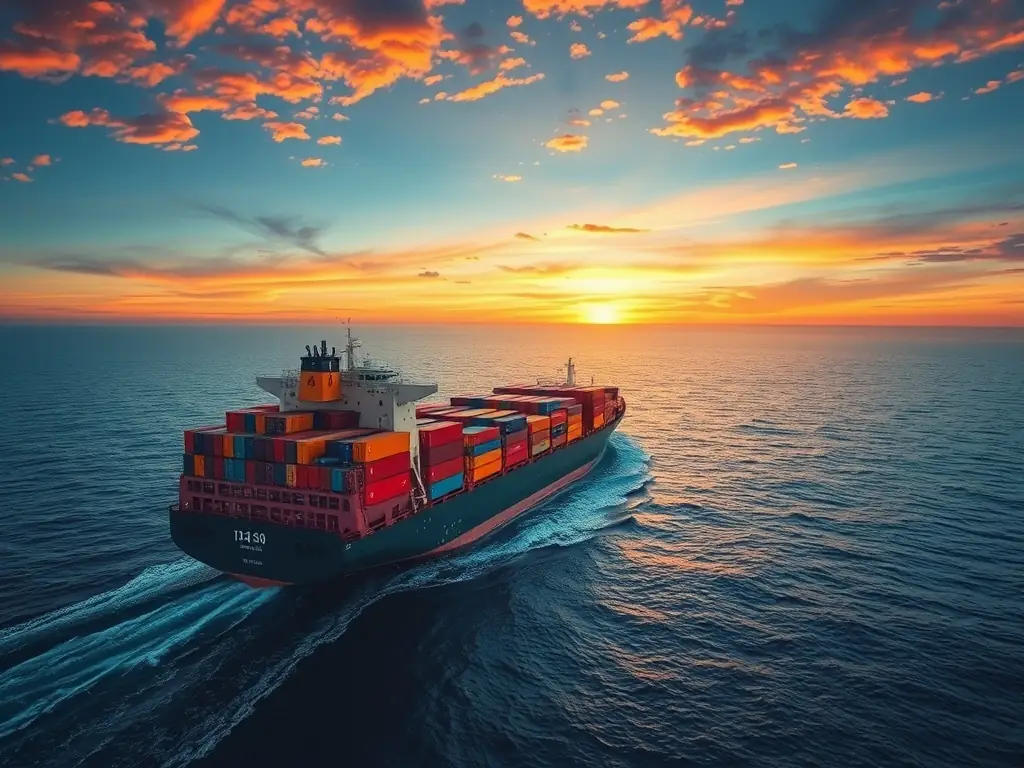An image of a cargo ship loaded with containers ready to set sail, symbolizing the global reach and reliable delivery of All in 1 Exports' shipping services.